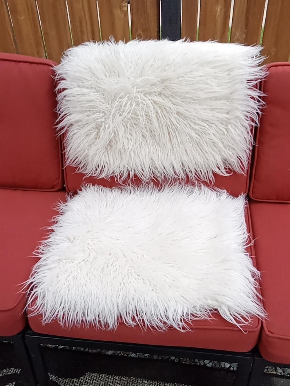 Pottery Barn White Soft Faux Fur Throw Pillow Covers 18"X18"